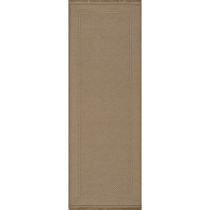 ESHA Cottage Tan/Beige Machine Washable Jute Area Rug Flat