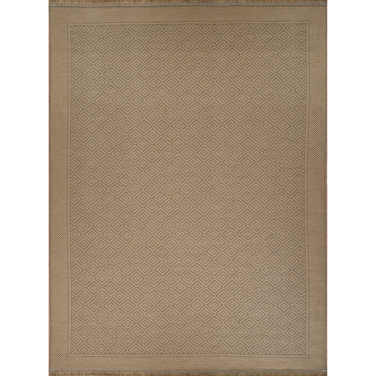 ESHA Cottage Tan/Beige Machine Washable Jute Area Rug Flat