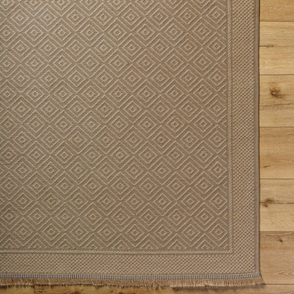 ESHA Cottage Tan/Beige Machine Washable Jute Area Rug Overhead