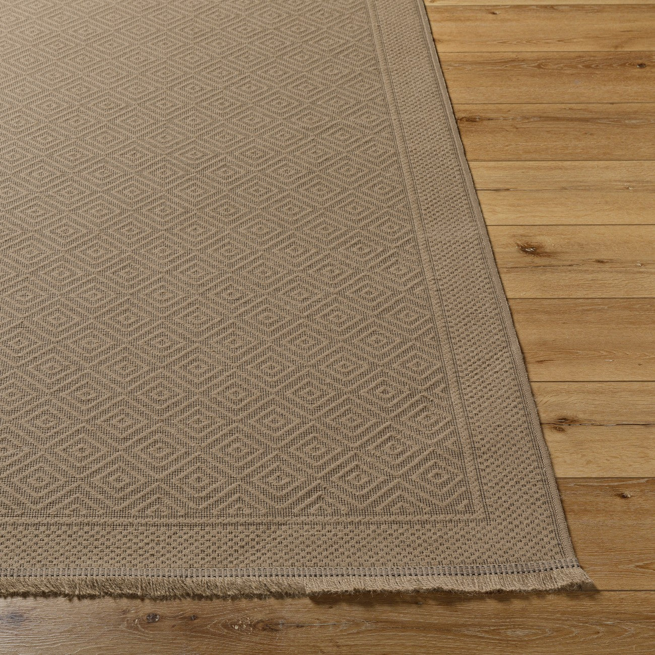 ESHA Cottage Tan/Beige Machine Washable Jute Area Rug Front