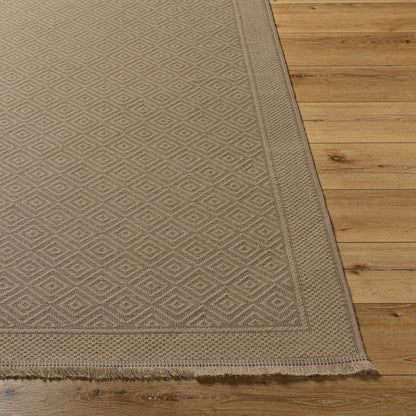 ESHA Cottage Tan/Beige Machine Washable Jute Area Rug Front