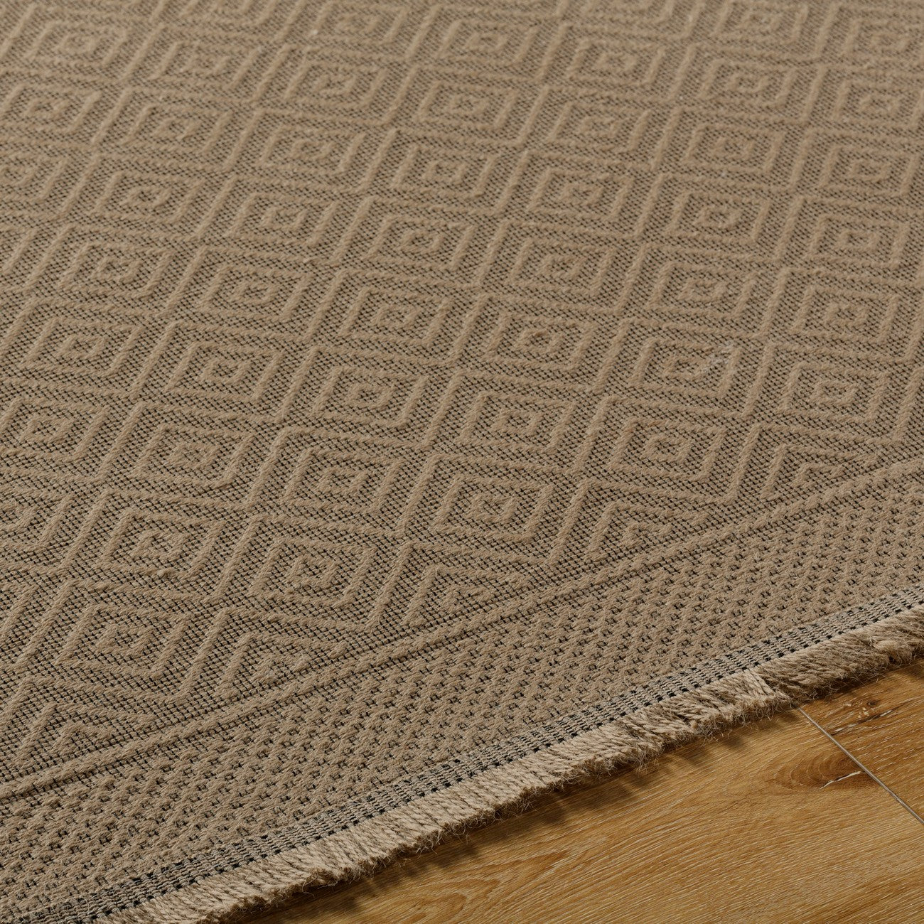 ESHA Cottage Tan/Beige Machine Washable Jute Area Rug Texture