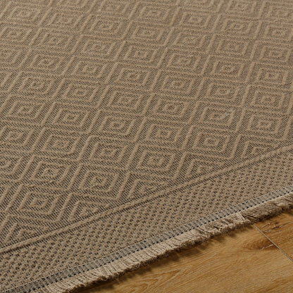 ESHA Cottage Tan/Beige Machine Washable Jute Area Rug Texture