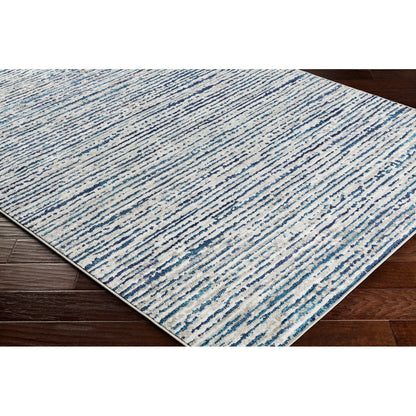 EVAN Scandi Modern Navy Area Rug Corner
