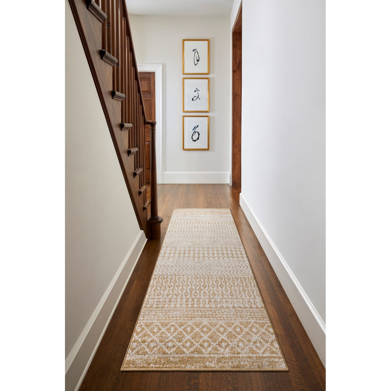 MILA Scandi Geometric Caramel Area Rug Roomscene