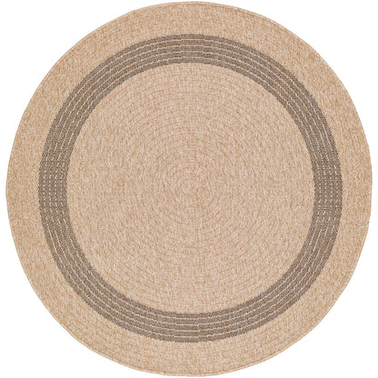 RHONDA Round Indoor & Outdoor Cottage Jute-Look Beige/Brown Area Rug Flat