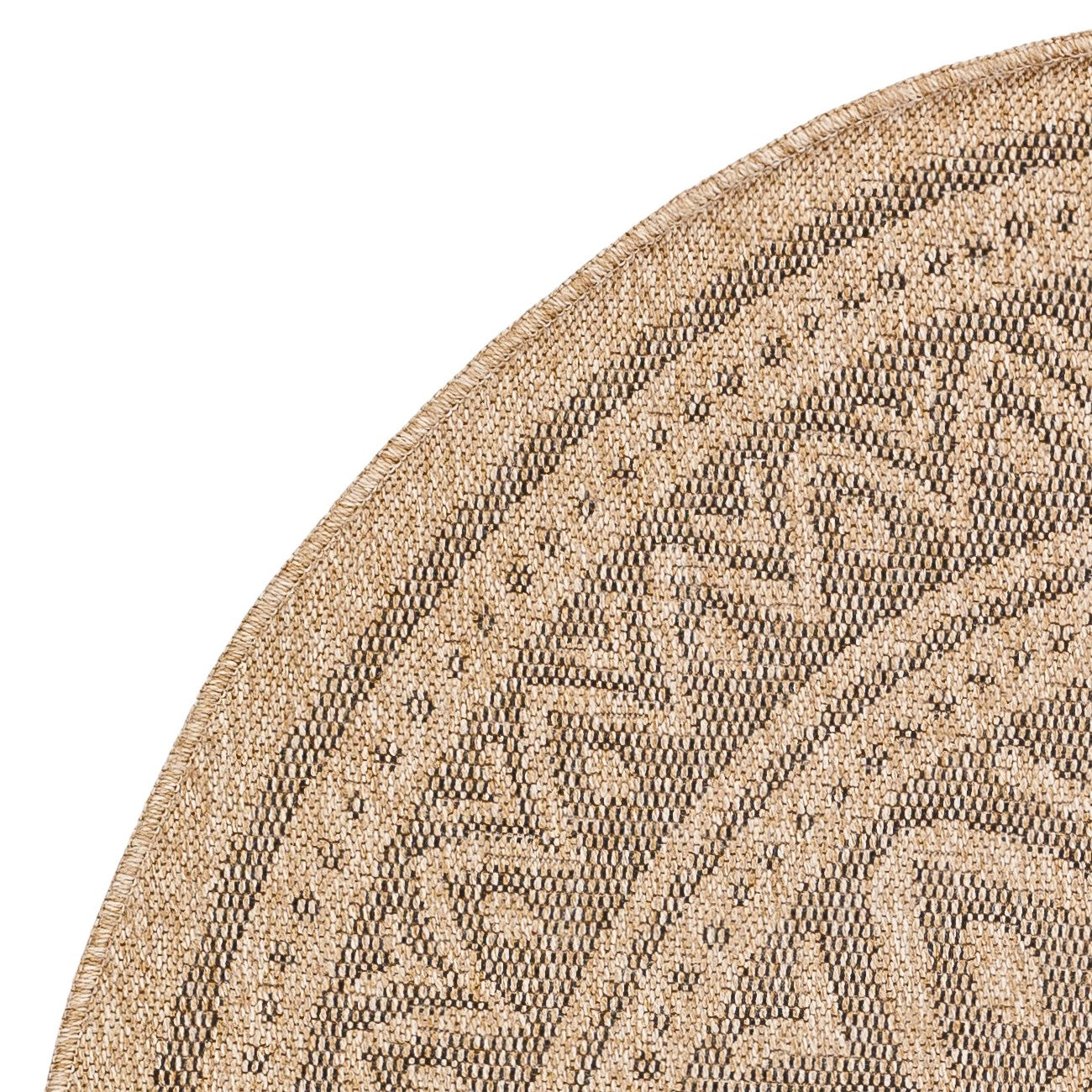 NOVA Round Indoor & Outdoor Cottage Jute-Look Beige/Light Grey Area Rug Zoom