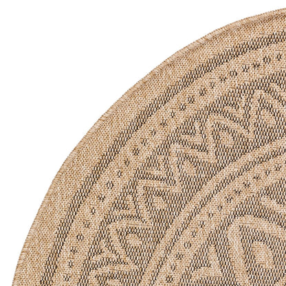 NOVA Round Indoor & Outdoor Cottage Jute-Look Beige/Light Grey Area Rug Zoom