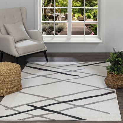 FELICIA Scandi Geometric Grey Area Rug Roomscene