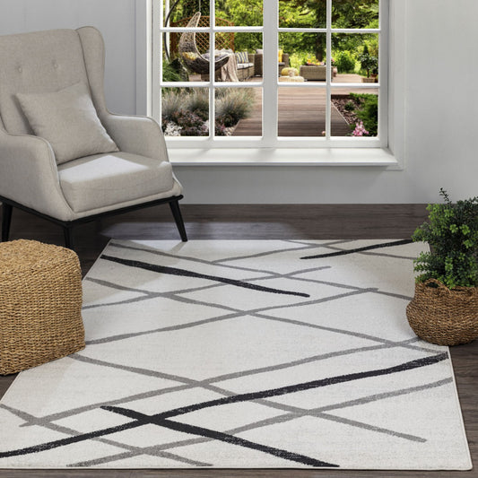 FELICIA Scandi Geometric Grey Area Rug Roomscene