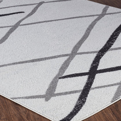 FELICIA Scandi Geometric Grey Area Rug Corner