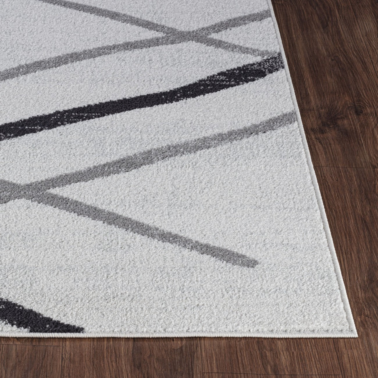 FELICIA Scandi Geometric Grey Area Rug Front