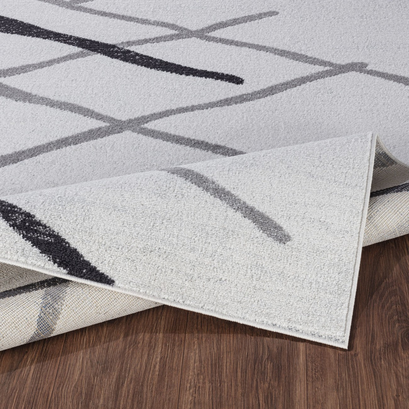 FELICIA Scandi Geometric Grey Area Rug Fold
