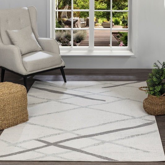 FELICIA Scandi Geometric White Area Rug Roomscene