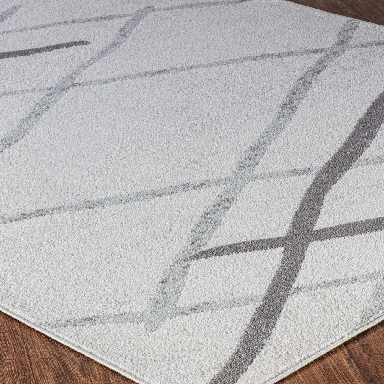 FELICIA Scandi Geometric White Area Rug Corner