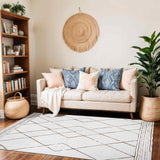Hannah Berber Modern High Pile Ivory/Brown Rug