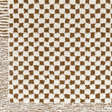 Ekta Scandi Modern High Pile Ivory/Brown Checkered Rug - Image 7