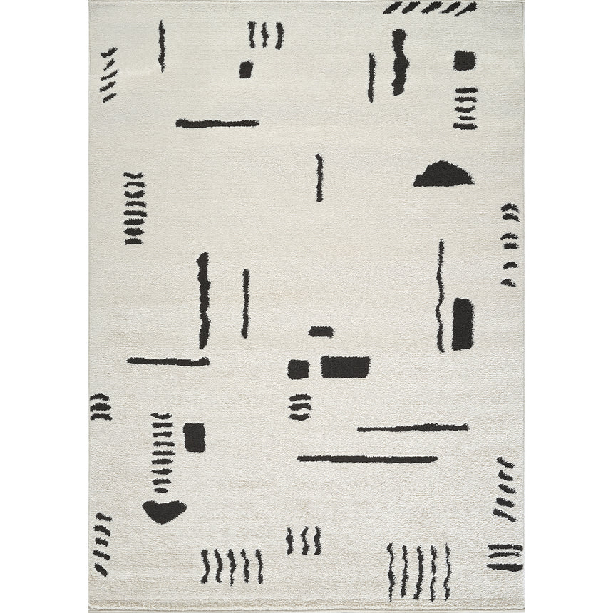 Rita Scandi Modern High Pile Ivory/Black Rug