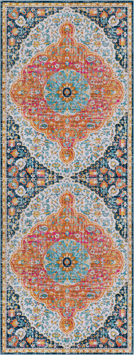 Wren Vintage Oriental Boho Bright Orange Rug - Image 1