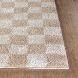 Izaline Machine Washable Modern Shaggy Beige Rug