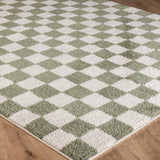 Izaline Machine Washable Modern Shaggy Grass Green Rug