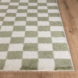 Izaline Machine Washable Modern Shaggy Grass Green Rug