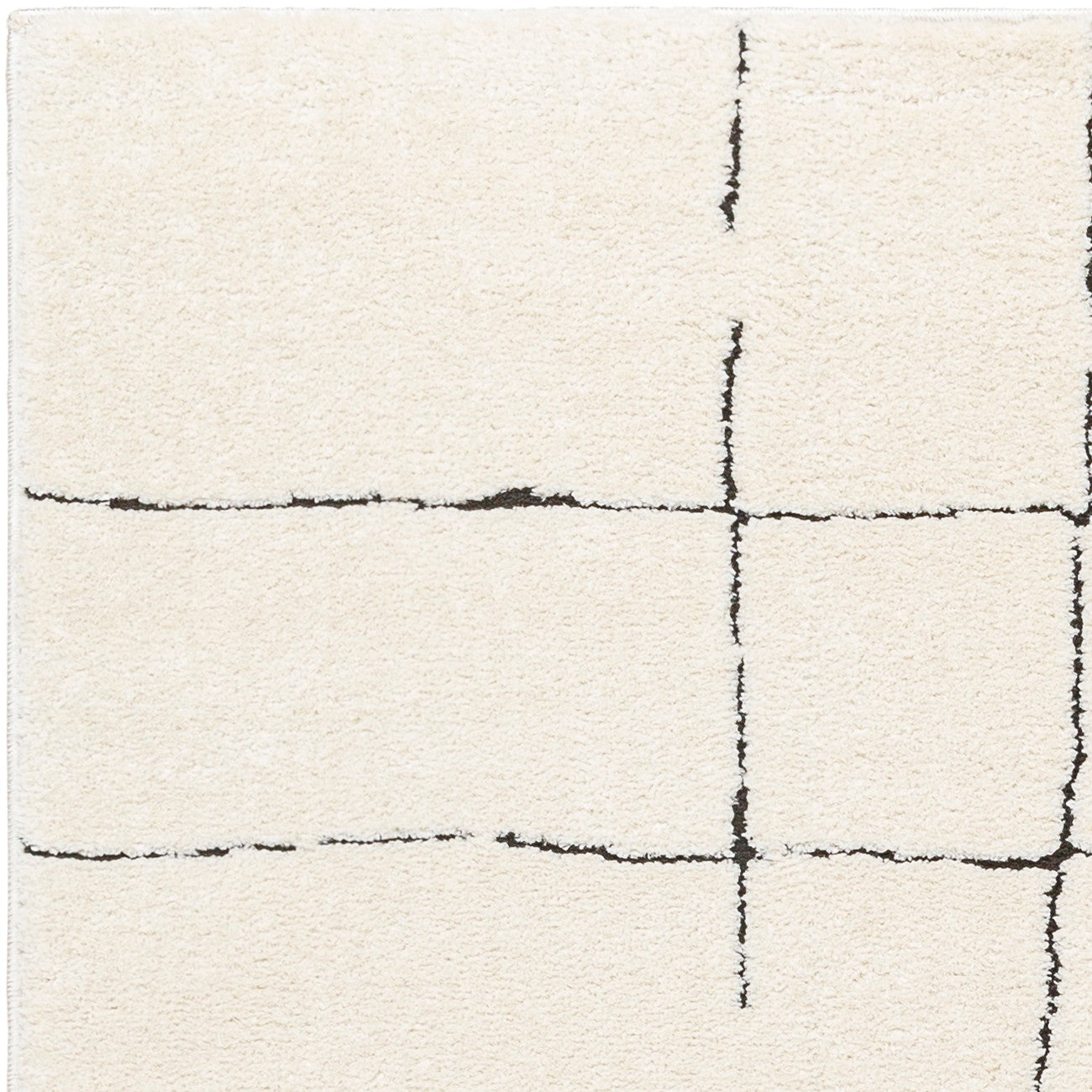 AVA Scandi Modern High Pile Ivory/Black Area Rug Zoom