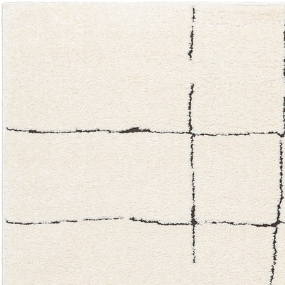 AVA Scandi Modern High Pile Ivory/Black Area Rug Zoom