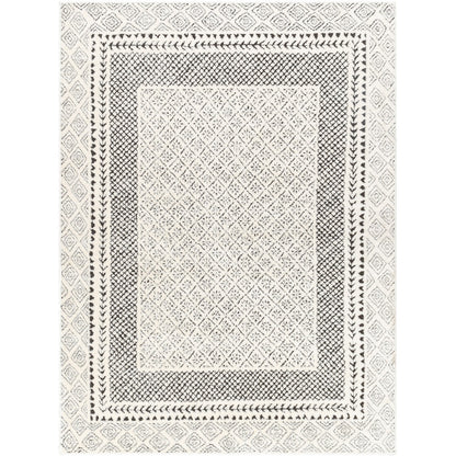 AMBRE Scandi Modern High Pile Ivory/Black Area Rug Flat