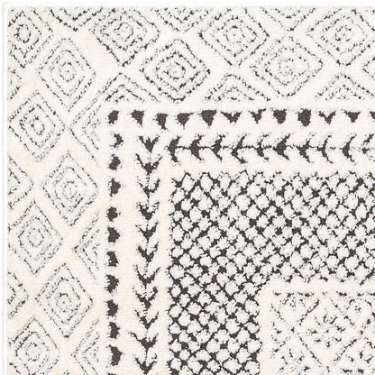 AMBRE Scandi Modern High Pile Ivory/Black Area Rug Zoom