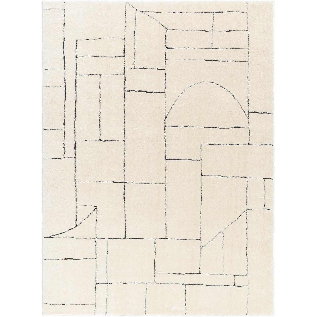 LISA Scandi Modern High Pile Ivory/Black Area Rug Flat