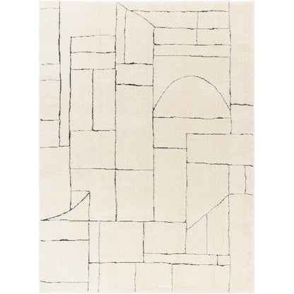 LISA Scandi Modern High Pile Ivory/Black Area Rug Flat