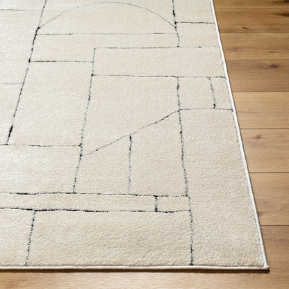 LISA Scandi Modern High Pile Ivory/Black Area Rug Front