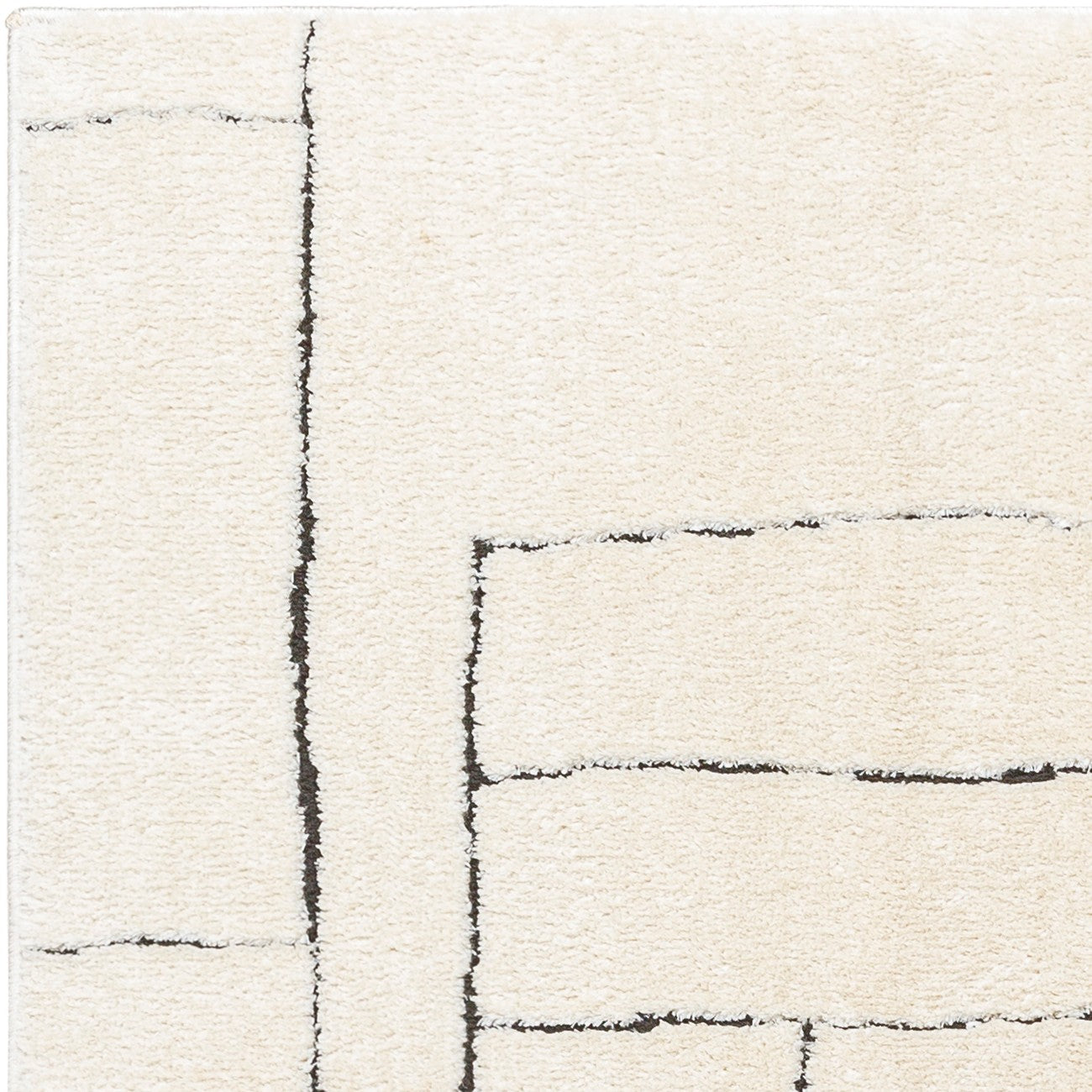 LISA Scandi Modern High Pile Ivory/Black Area Rug Zoom