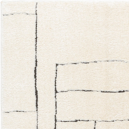 LISA Scandi Modern High Pile Ivory/Black Area Rug Zoom