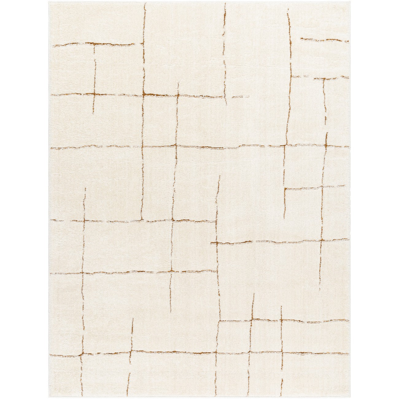 AVA Scandi Modern High Pile Ivory/Brown Area Rug Flat