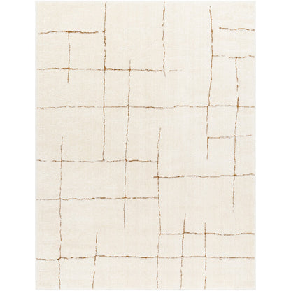 AVA Scandi Modern High Pile Ivory/Brown Area Rug Flat