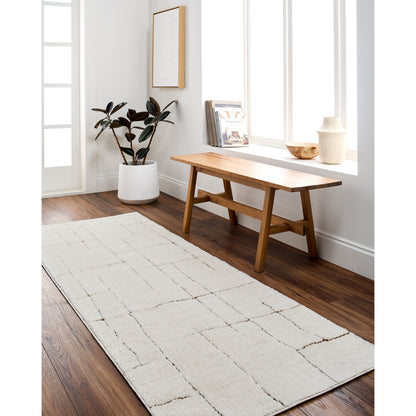 AVA Scandi Modern High Pile Ivory/Brown Area Rug Roomscene