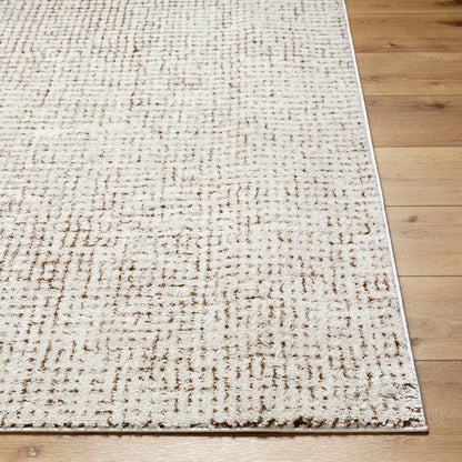 AMANDINE Scandi Modern High Pile Ivory/Brown Area Rug Front