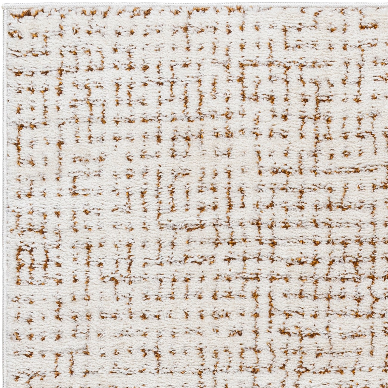 AMANDINE Scandi Modern High Pile Ivory/Brown Area Rug Zoom