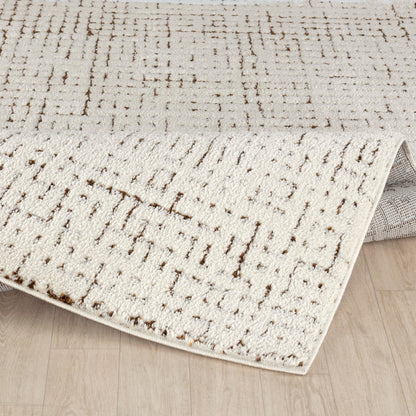AMANDINE Scandi Modern High Pile Ivory/Brown Area Rug Fold