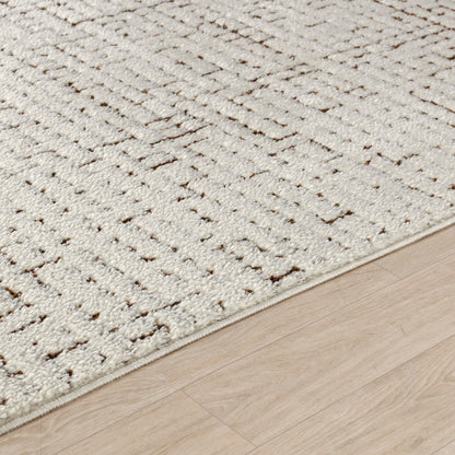 AMANDINE Scandi Modern High Pile Ivory/Brown Area Rug Texture