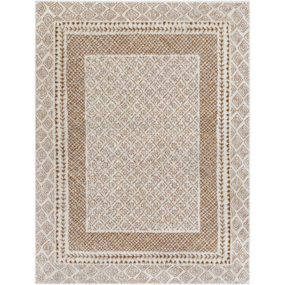 AMBRE Scandi Modern High Pile Ivory/Brown Area Rug Flat