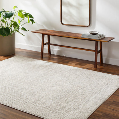 AMBRE Scandi Modern High Pile Ivory/Off-White Area Rug Roomscene