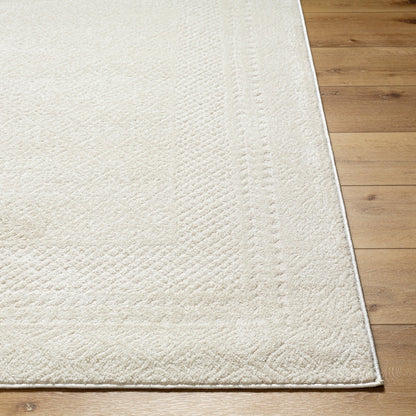 AMBRE Scandi Modern High Pile Ivory/Off-White Area Rug Front