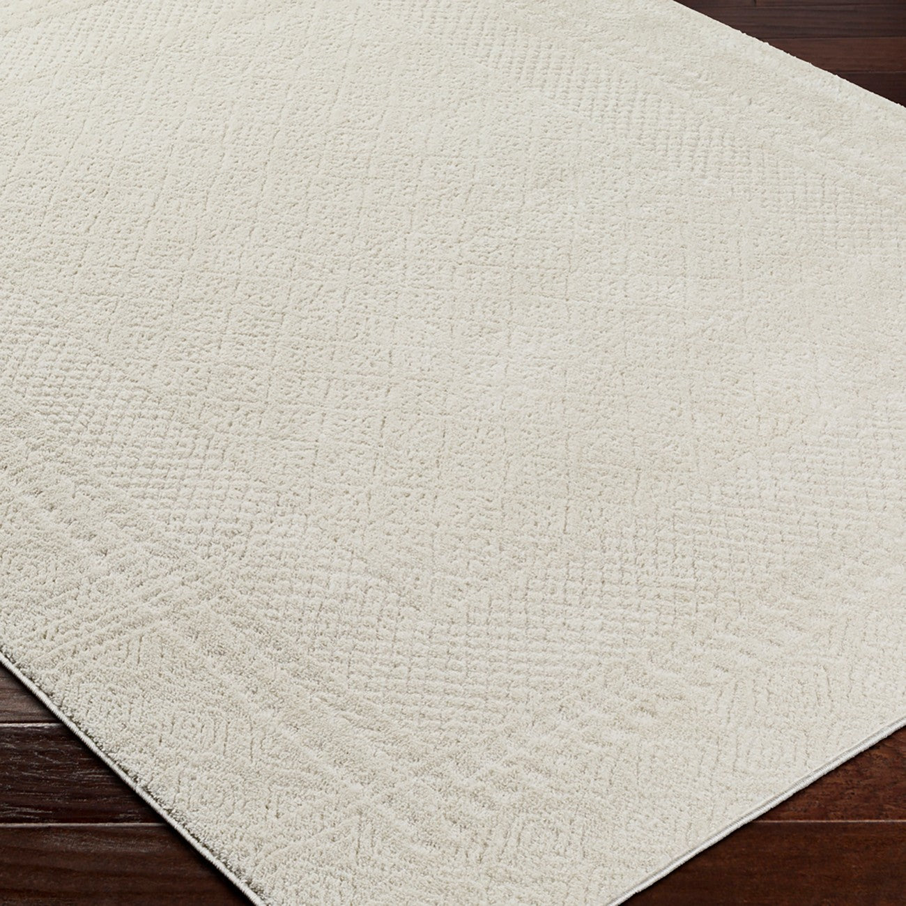 AMBRE Scandi Modern High Pile Ivory/Off-White Area Rug Corner