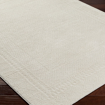 AMBRE Scandi Modern High Pile Ivory/Off-White Area Rug Corner