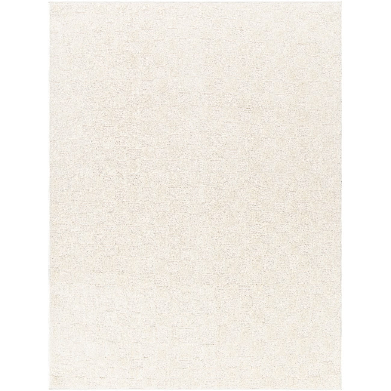 IRINA Scandi Modern High Pile Off-White/Ivory Checkered Area Rug Flat