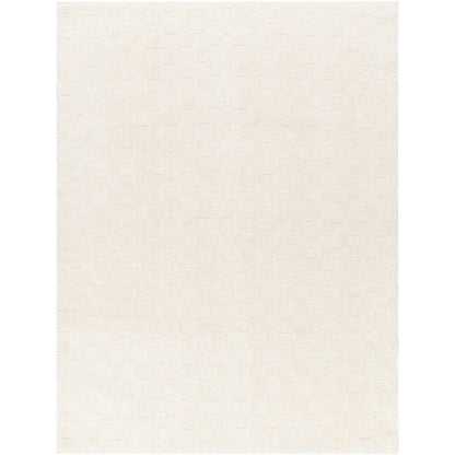 IRINA Scandi Modern High Pile Off-White/Ivory Checkered Area Rug Flat