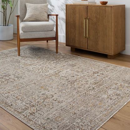 GABRY Galey Alix x Livabliss Vintage Traditional Oriental Boho Brown/Taupe Area Rug Roomscene